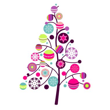 Abstract christmas tree with cute and colorful design elements clipart