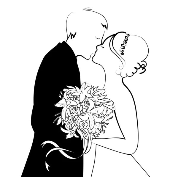 Černobílé svatební pozadí — Stockový vektor