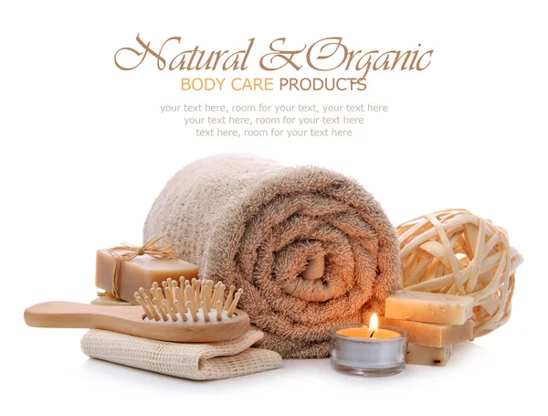 Organic bath, spa, sauna and body care products — Stock Photo, Image