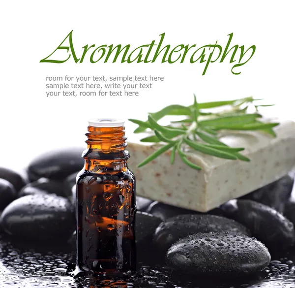 Aromatherapy, natural essential oil border — Stock Photo, Image