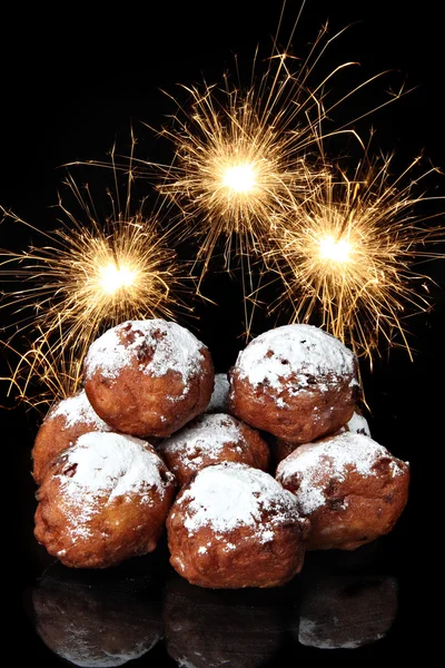 Oliebollen, dutch traditional new year pastry — Zdjęcie stockowe