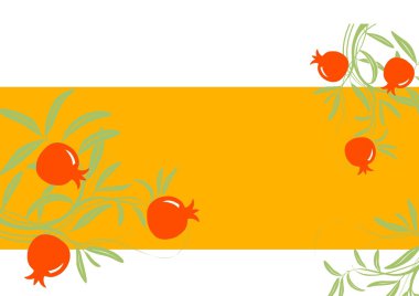 Rosh Hashanah Gift card with pomegranates clipart