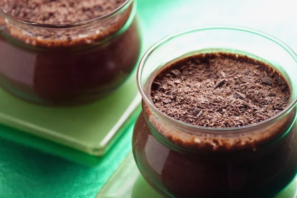 Close-up Of Chocolate Mousse Pots — Stock Photo, Image