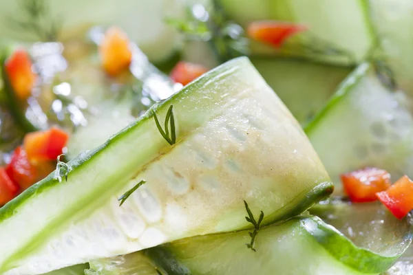 Pepino e Salada de Pimenta Close Up — Fotografia de Stock