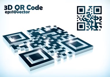 3d qr code in vector format clipart