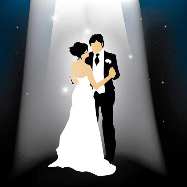 Newly married couple silhouette — Stockvector
