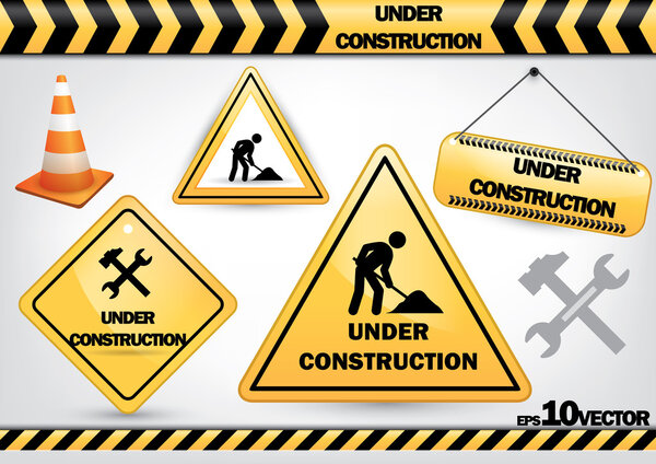 Collection of under construction signs