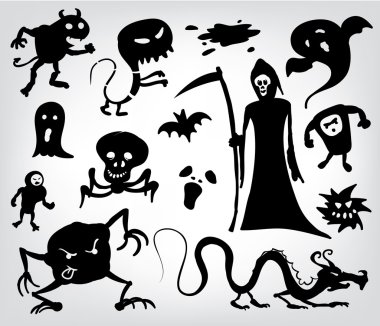 Monsters, Ghosts And The Grim Reaper clipart