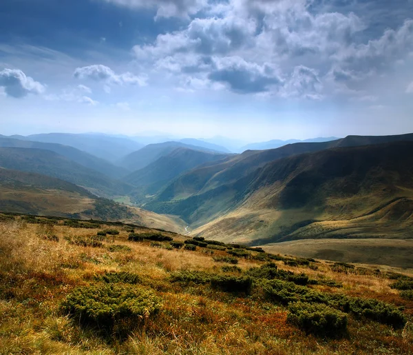 Panorama över bergstoppar i Karpaterna reserv — Stockfoto