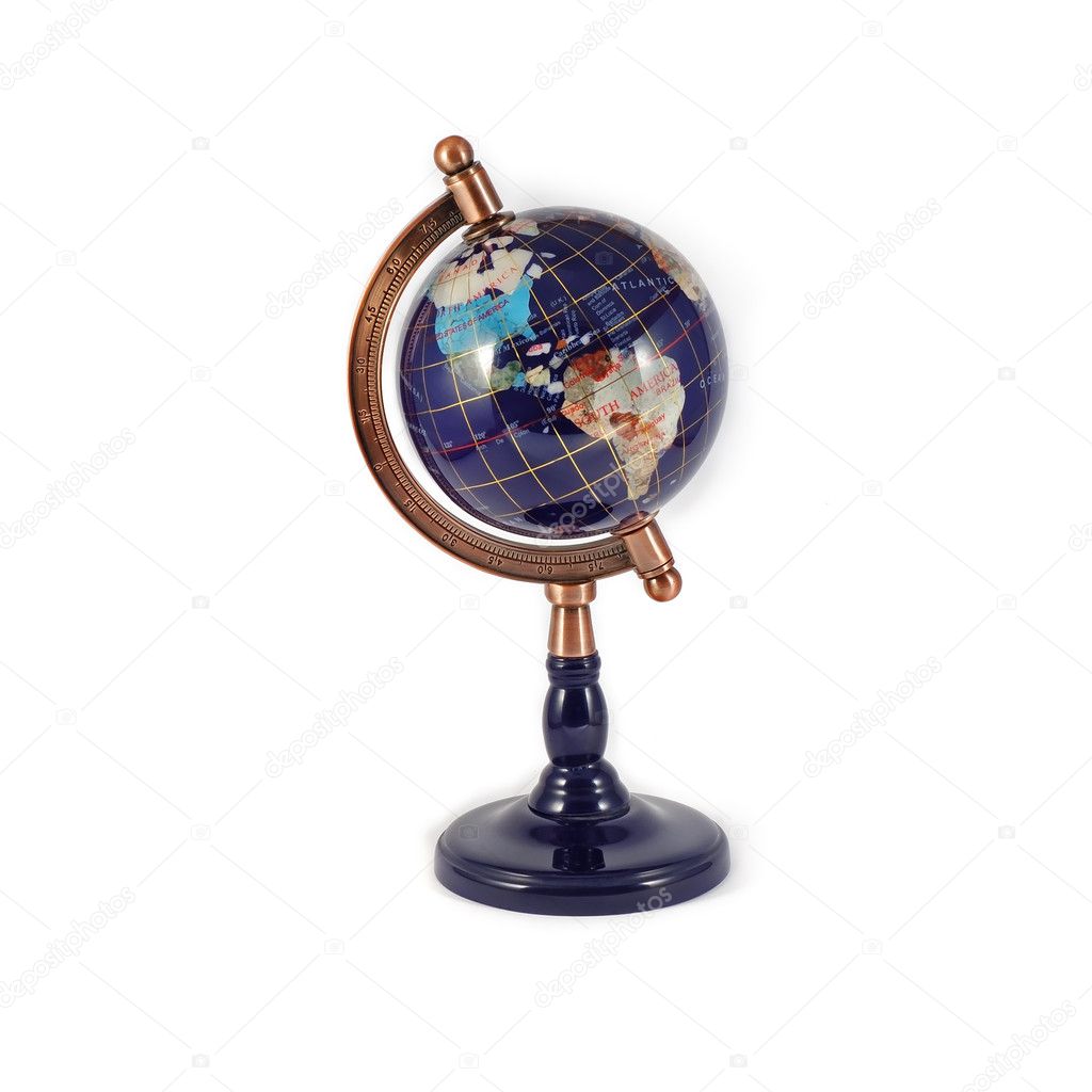 Geographical globe isolated on white background