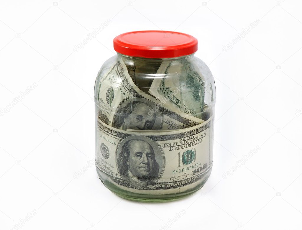 Dollars in a glass jar