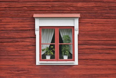 Cute Window on Red Wall clipart