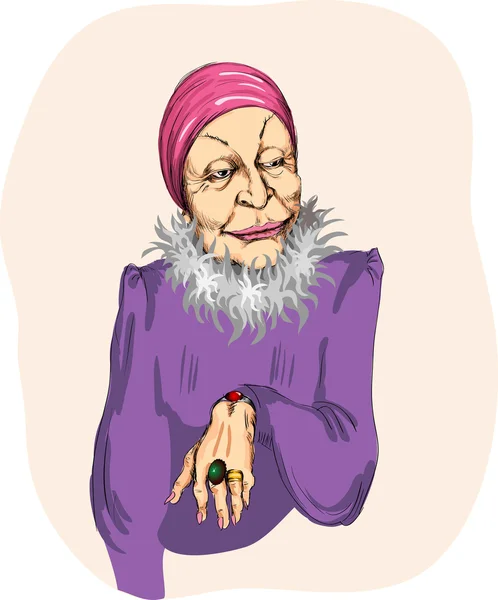 Glamurnaya velha mulher Ilustrações De Stock Royalty-Free