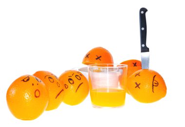 Concern among the oranges. clipart