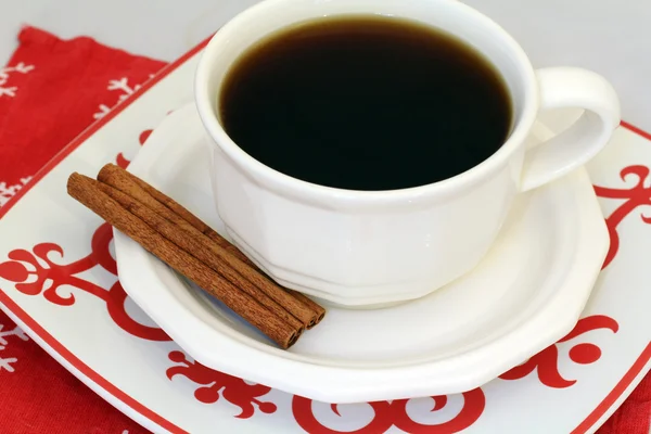 Hot Coffee with Cinnamon Sticks — Stock Photo, Image
