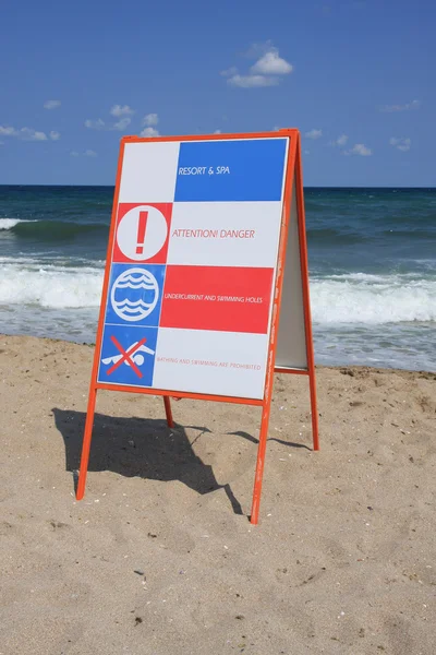 Danger sign at the sea. — Stock Photo, Image