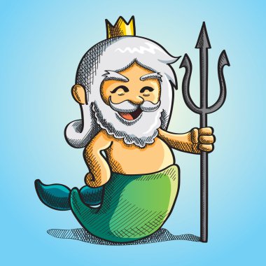 Happy Poseidon clipart