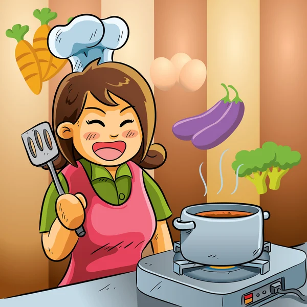 Mommy Love Cooking — Stock Vector