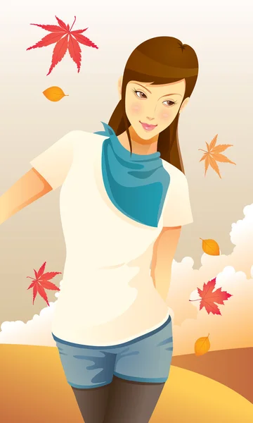Красива осінь дівчина — стоковий вектор