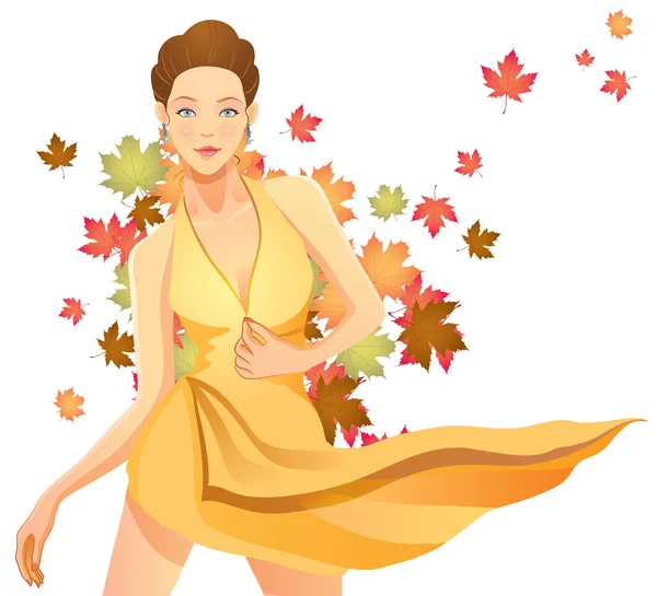 Pretty Autumn Girl — Stock Vector