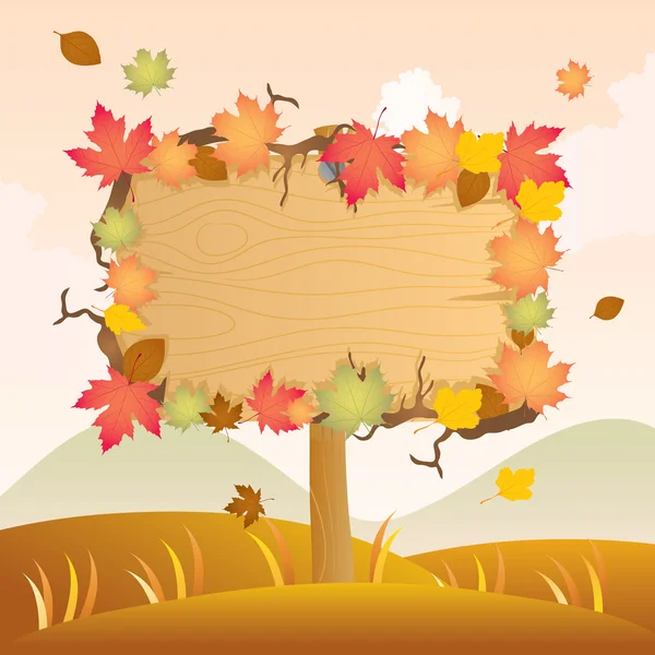Autumn Wood Signage — Stock Vector