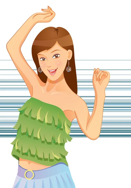 Jolie fille danse — Image vectorielle