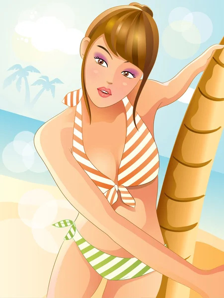 Summer Sexy Bikini Girl — Stock Vector