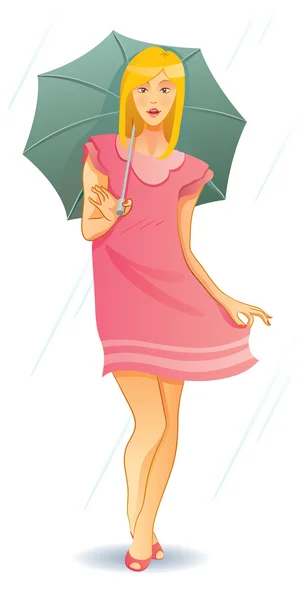 Güzel umbrela kız — Stok Vektör