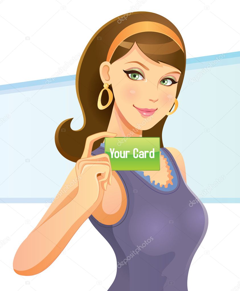 Pretty Girl Holding Card