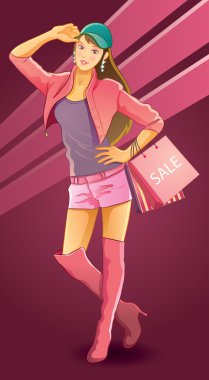 Pretty Girl Love Shopping clipart