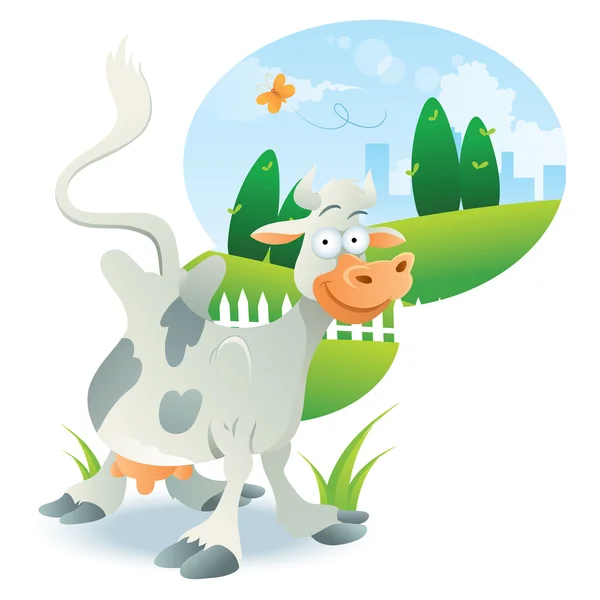 Dibujos animados de ilustración de vaca — Vector de stock