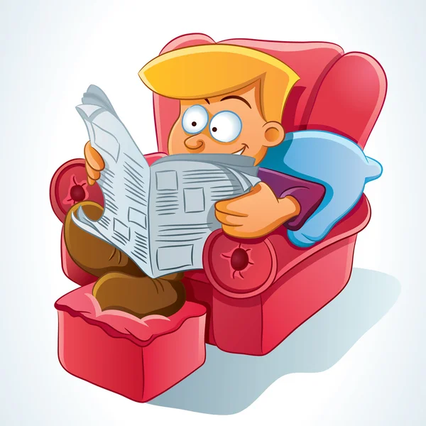 Homem lendo jornal — Vetor de Stock