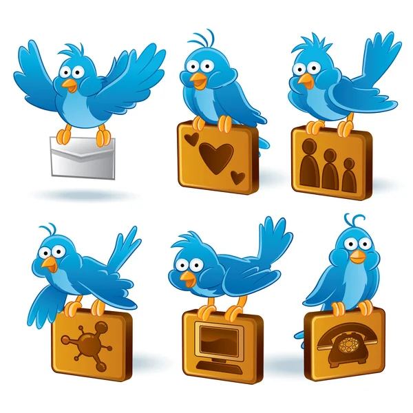 Sociální mediální sítě, modrý pták — Stockový vektor