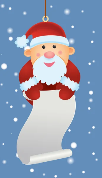 Santa Ornament Holding Liste de souhaits — Image vectorielle