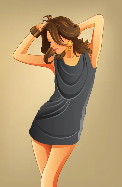 Sexy Frau mit kurzem Kleid — Stockvektor