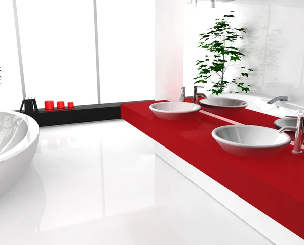 Luxuriöses rotes Badezimmer — Stockfoto