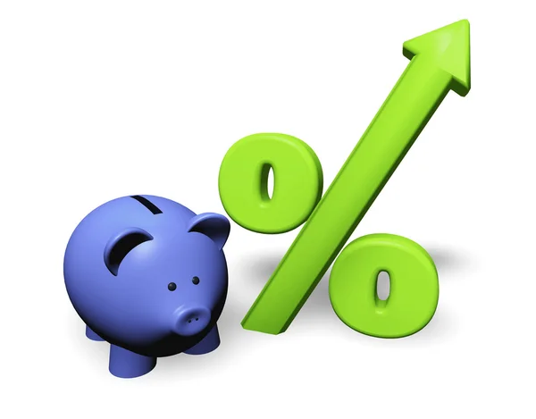 Piggybank med växande procent — Stockfoto