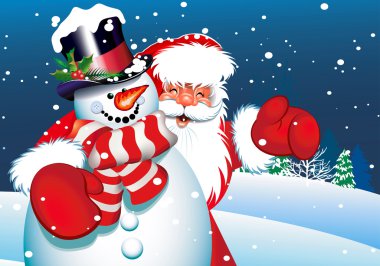 Santa and snowman clipart