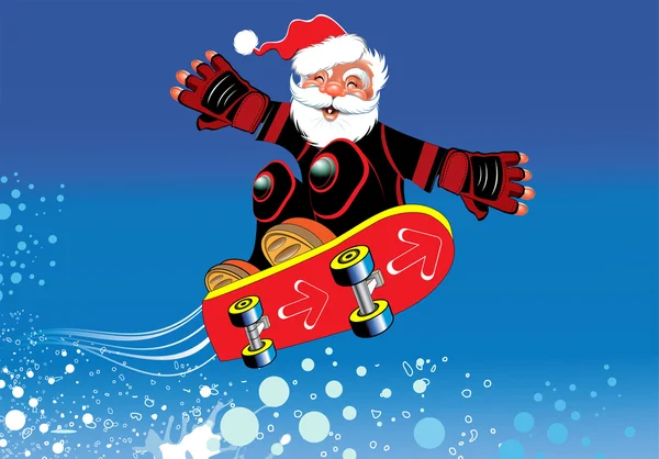 Санта-Клаус на скейтборде — стоковый вектор