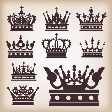 Crown. Set of isolated symbols clipart