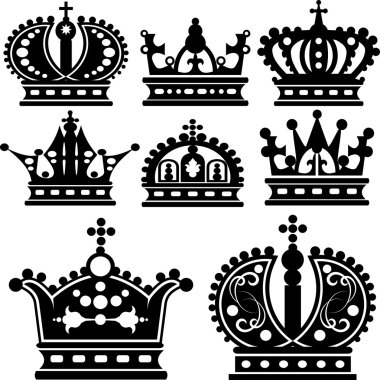 Crown. Set of isolated symbols clipart