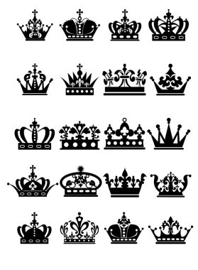 Crown. Large Set of isolated symbols clipart