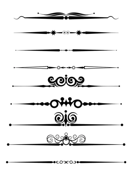 Conjunto de líneas de reglas ornamentales — Vector de stock