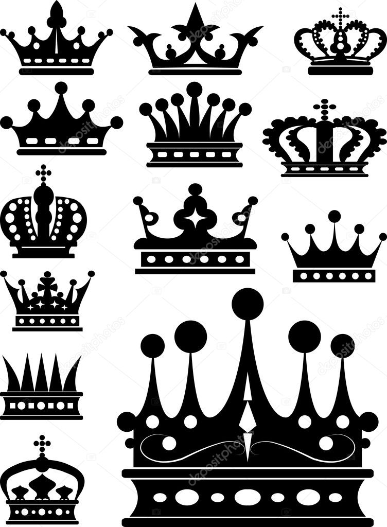 Crown. Set of isolated symbols