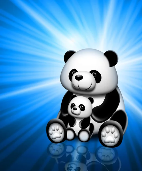 Panda su sfondo blu — Foto Stock