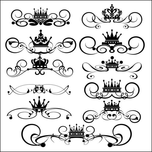Viktoriánské svitky a korunu. dekorativní prvky. ročník — Stockový vektor
