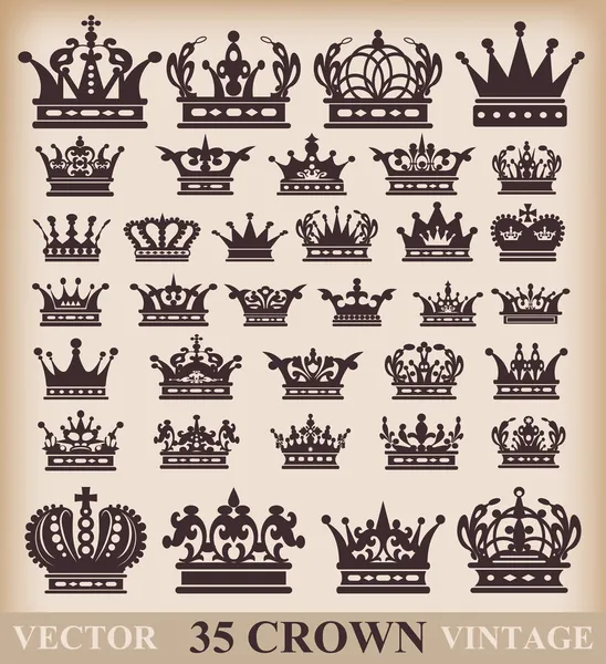 Crown. Conjunto de vectores. Iconos de colección — Vector de stock