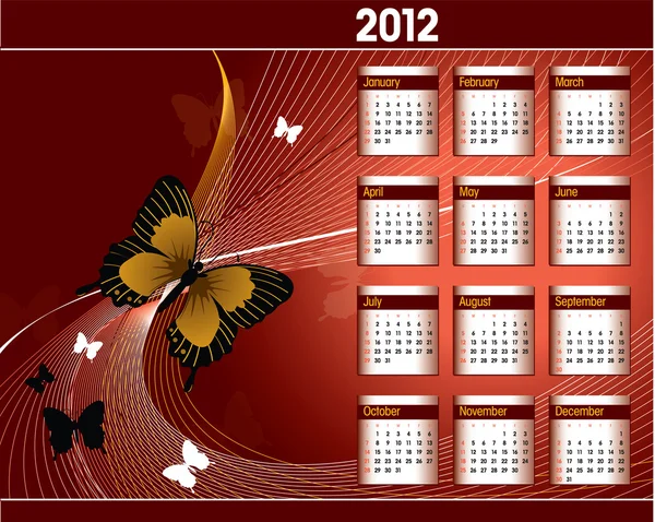 Calendario 2012. Illustrazione vettoriale . — Vettoriale Stock