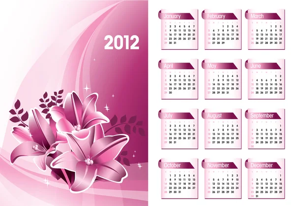 Calendario 2012. Illustrazione vettoriale . — Vettoriale Stock