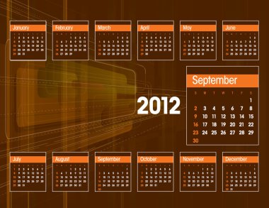 2012 Calendar. Vector Illustration. September. clipart